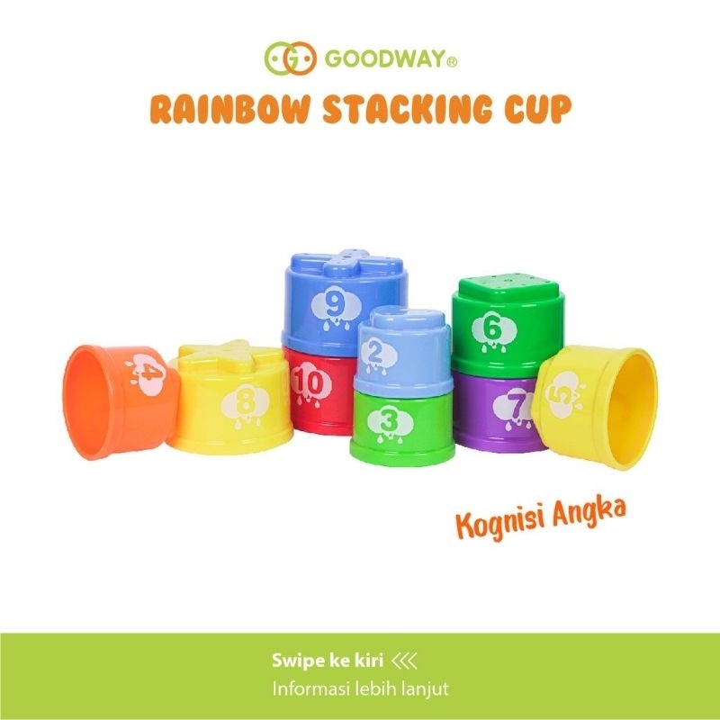 Goodway rainbow stacking cup - mainan bayi dan anak