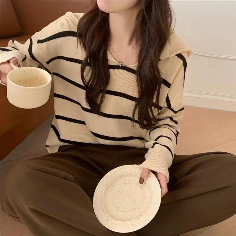 KNIT LONG WEAR SLEEVE LENGAN PANJANG POLO KAOS RAJUT WANITA IMPORT MX726