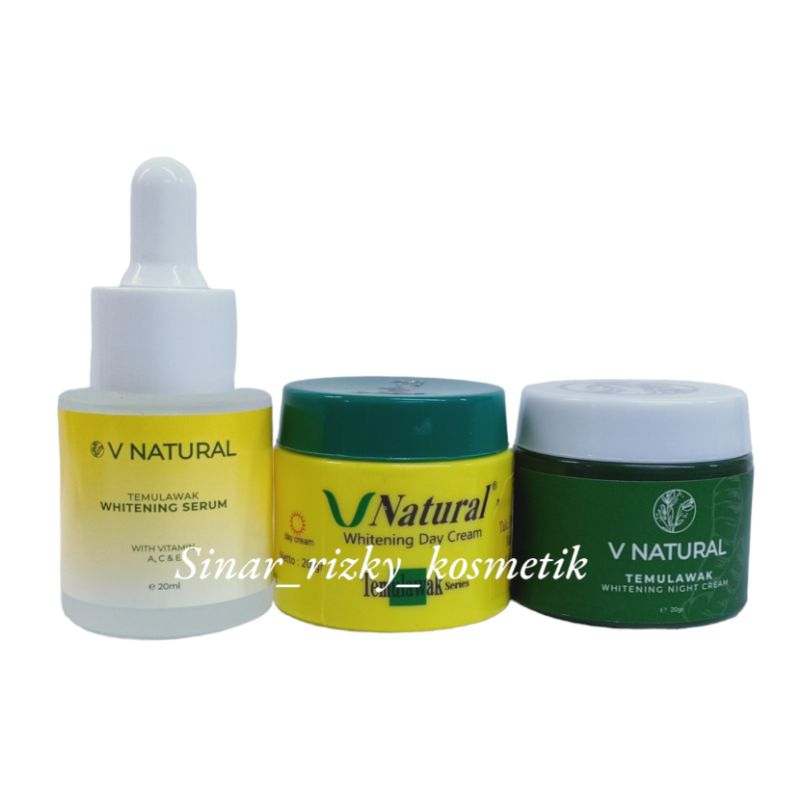 Paket Cream V Natural Temulawak 3in1 - Cream Siang Malam &amp; Serum