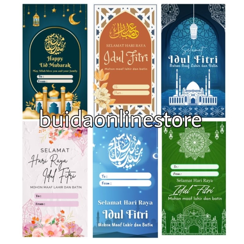 

Kartu Ucapan Stiker Lebaran Sticker Selamat Hari Raya Idul Fitri Mohon Maaf Lahir dan Batin Label Kemasan Segel Packaging Sealer Hampers Parcel dus box kotak kue kering toples cookies packaging sealer to from ukuran 3x6cm 5x10cm