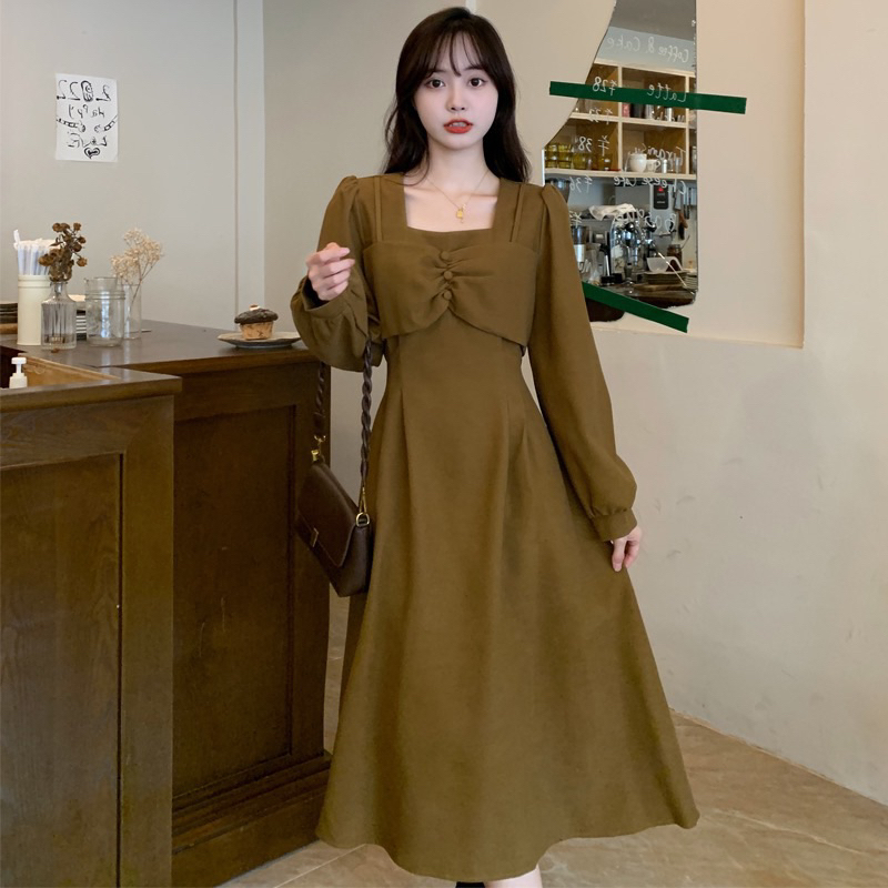 Korean Version Pure Dress Khaki M365