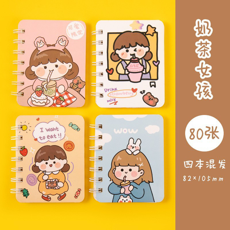 1 pcs Buku / Notebook Mini Ring A7 Motif-Eating girl
