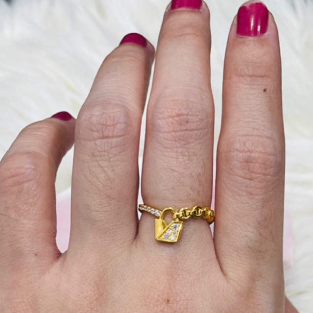 Cincin tas permata cute uk 13 emas asli kadar 700
