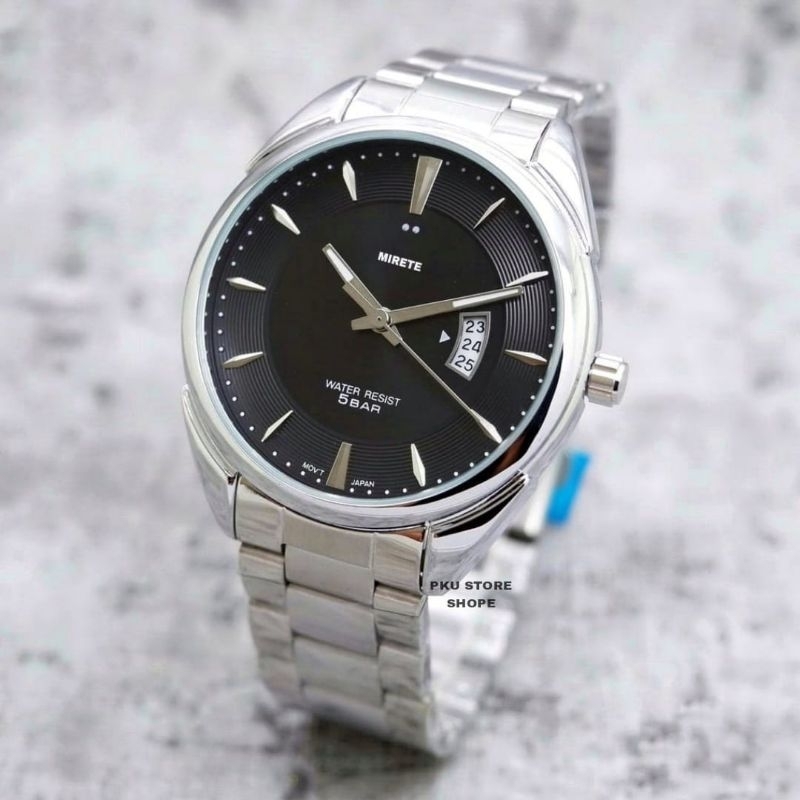 MIRETE EDITION Jam Tangan Pria Kasual Original Tahan Air Free Box Dan Free Batrai Cadangan Strap Rantai Stainliss Stell Tanggal Aktif // Jam Tangan Pria Import Analog Bestseller Berkualitas Dan Murah di Jamin Sesuai Foto