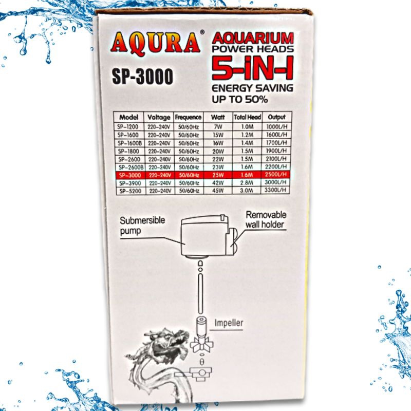 Promo Murah Pompa Aquarium AQURA 5IN1 SP 3000