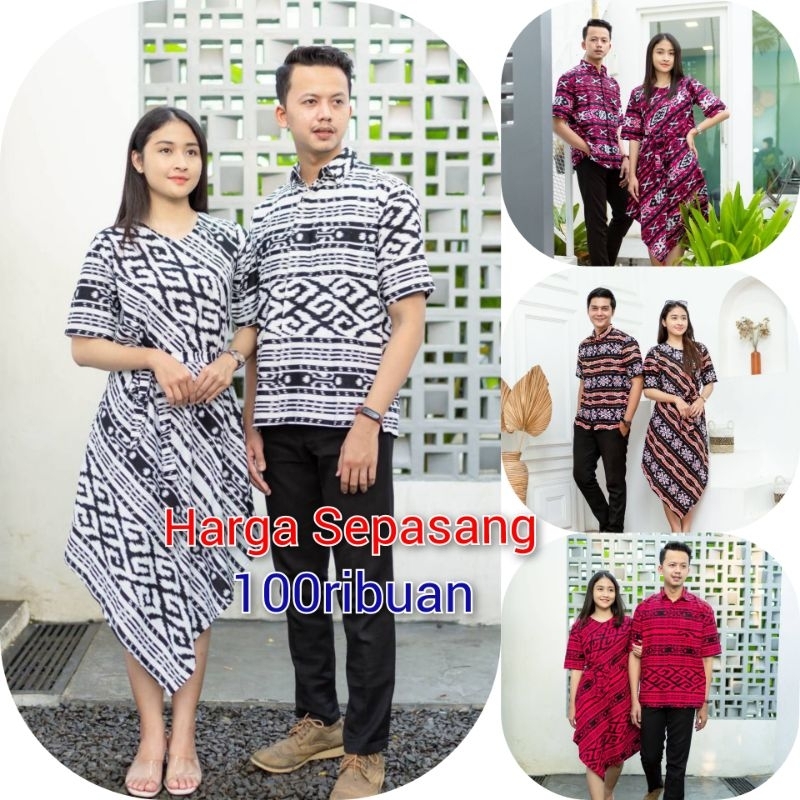 Baju Pasangan Couple Batik Dres Lancip Motif Songket