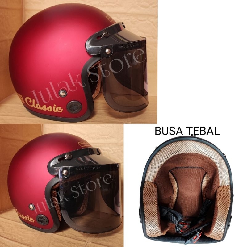 Helm Bogo Classic Warna Maroon Doff SNi