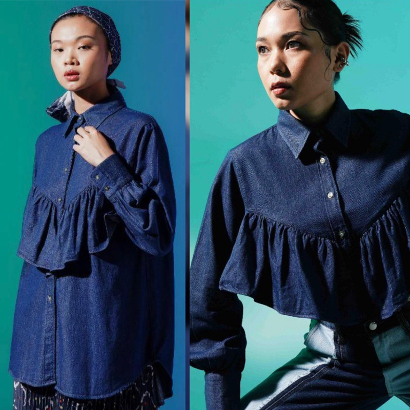 AYZA DENIM TOP BLUE || ALEZA LABEL