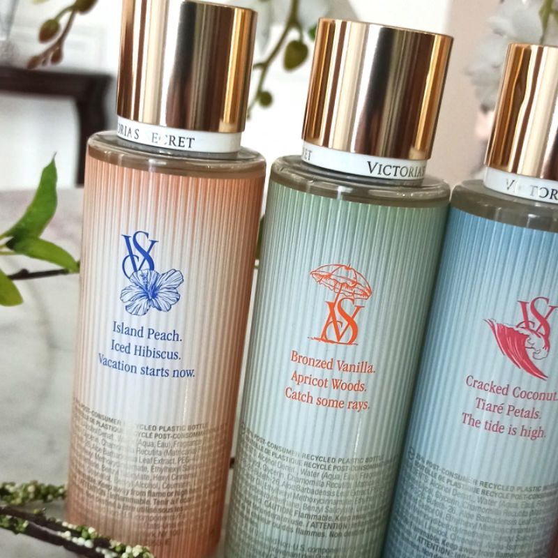 VICTORIA SECRET BEACH EDITION BODY MIST ( BELLINI ON THE BREEZE , CABANA IN THE SAND , SUMMER IN THE SUN , SURF ON THE WAVES )