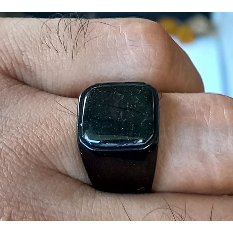 cincin batu akik asli black jade giok hitam original