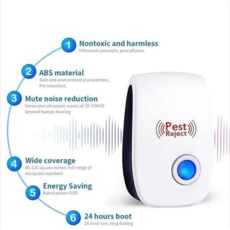 Pest Repeller Ultrasonic Alat Pengusir Nyamuk &amp; Hama Serangga - Ultrasonic Pengusir Serangga - Ultrasonic pengusir kecoa -