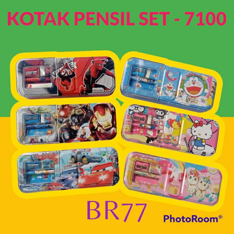 

KOTAK PENSIL SET ALAT TULIS / TEMPAT PENSIL KALENG KARAKTER (CC-7100)