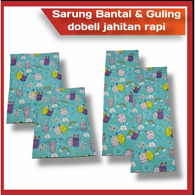 Sarung Bantal Guling Motif Boba Dobel Jahitan Rapi Jelas Lebih Awet Nya Karakter Anak Cewek Cowok