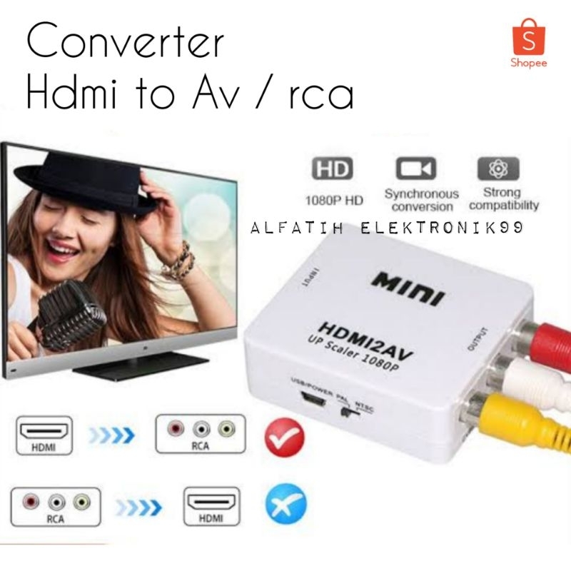 CONVERTER HDMI TO AV RCA / MINI HDMI2AV  CONVERTER UNTUK TV TABUNG