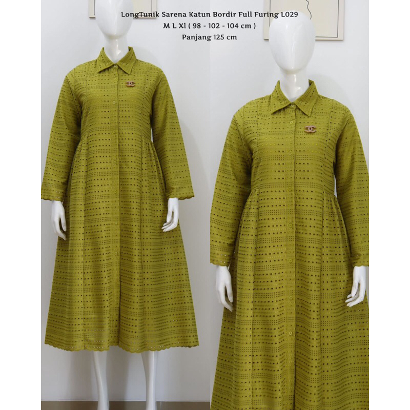 LONG TUNIK KATUN BORDIR FULL FURING