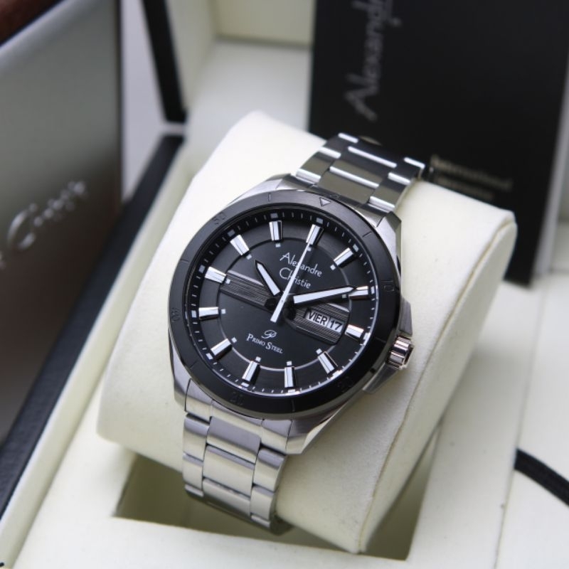 JAM TANGAN PRIA ALEXANDRE CHRISTIE AC 6670 SILVE BLACK AC 6670 ORIGINAL