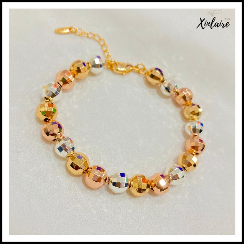 Gelang lapis emas 18k ANTI KARAT Perhiasan Permata Fashion Asesoris Titanium Korea Aksesoris Terbaik