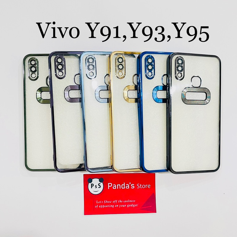 Softcase Vivo Y91, Y93, Y95 Lens Protector Circle Chrome Logo Clear Case