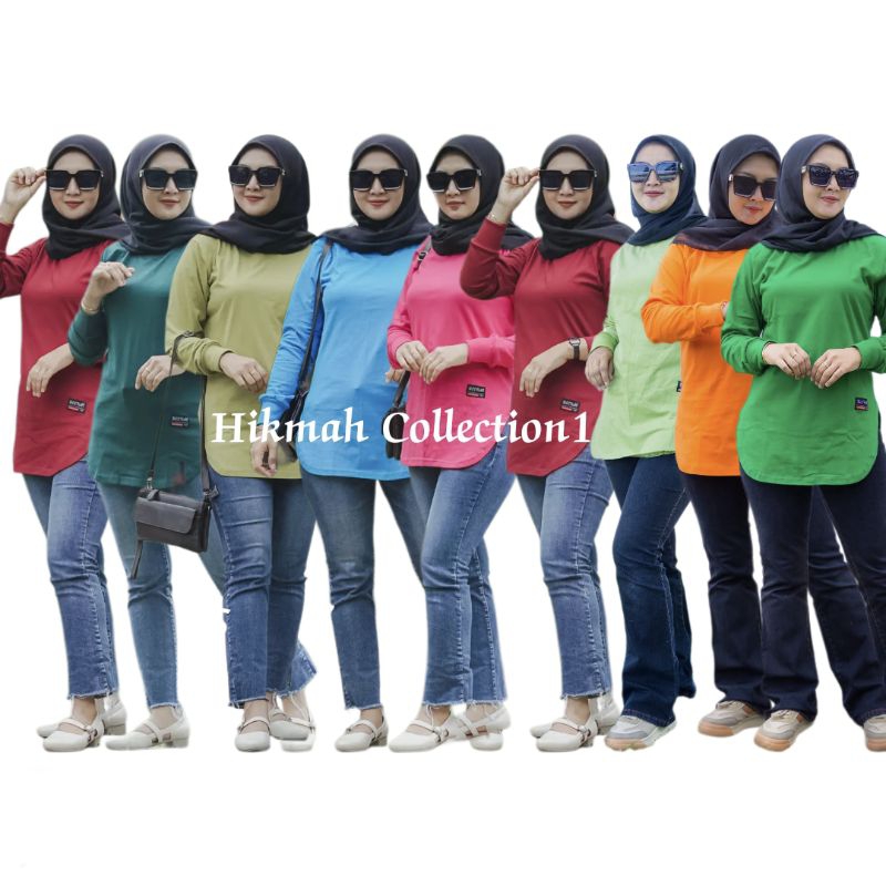 OVAL 02√ KAOS ATASAN WANITA MODEL OVAL LENGAN PANJANG PAKAI RIB BAHAN KATUN KOMBET 20S