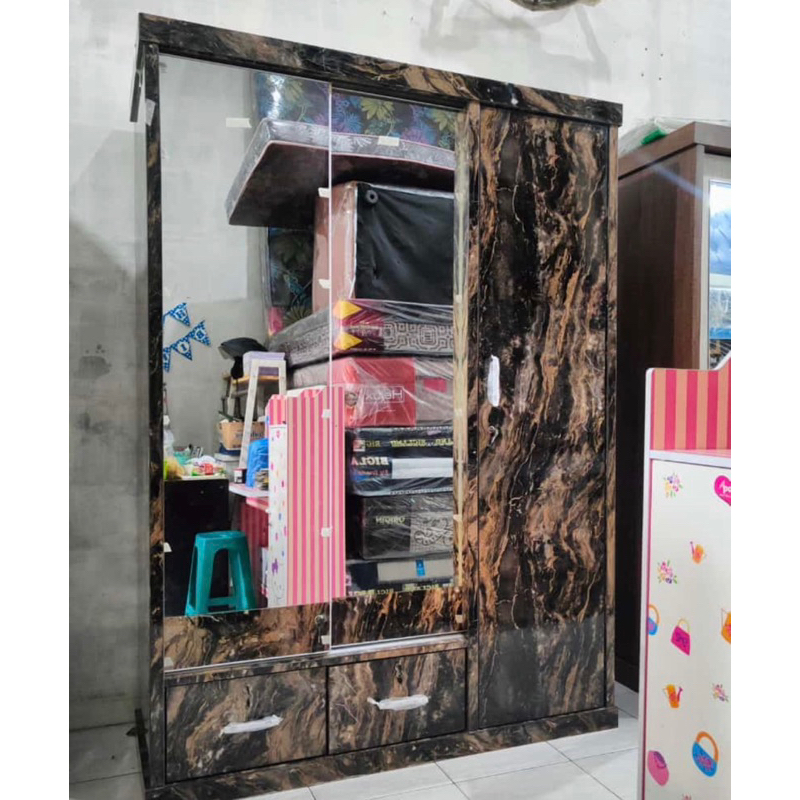 Lemari Pakaian HPL Marmer Sliding