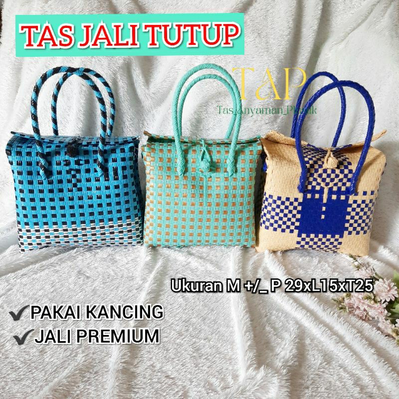 Tas Anyaman Souvenir Belanja Custom Anyam Plastik Tas Hajatan Parcel Lebaran Pakai Tutup dan Kancing JALI