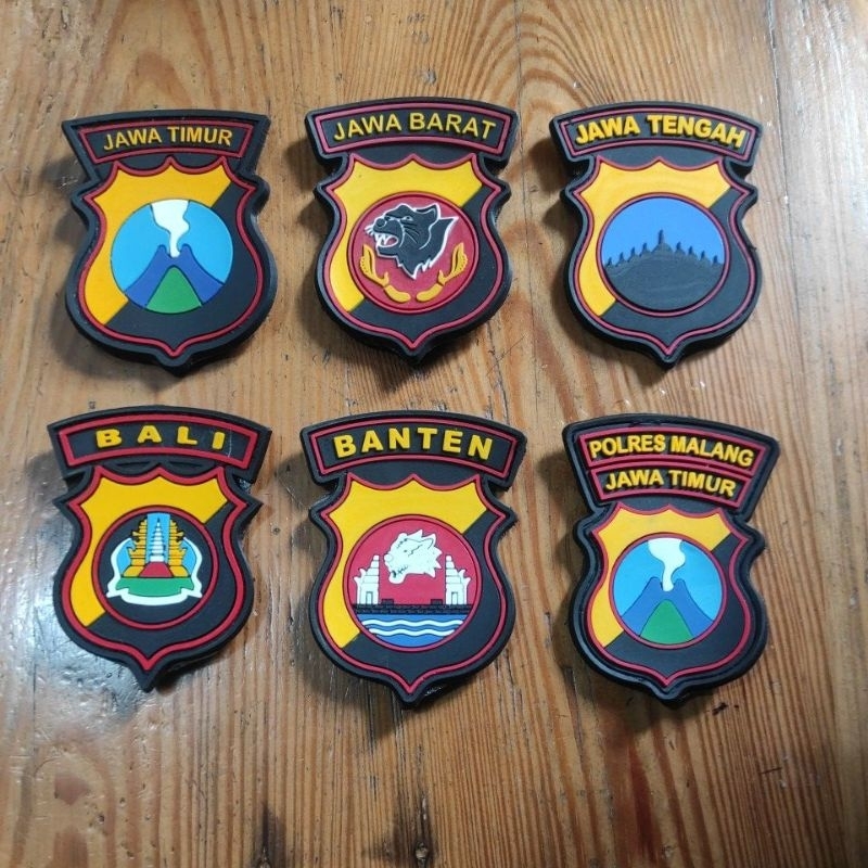 Emblem karet patch rubber logo POLDA JAWA, BANTEN,BALI dan POLRES MALANG