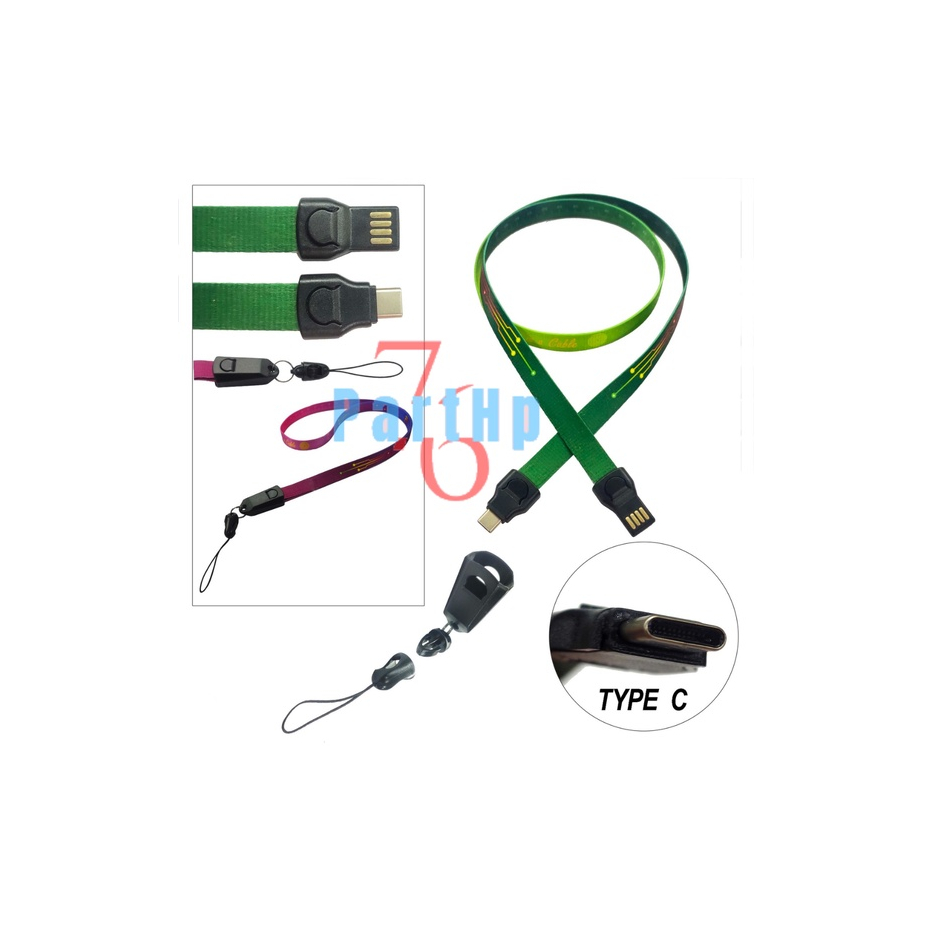 Lanyard Kabel Data Charger + Meteran Gantungan Tali Leher untuk type c