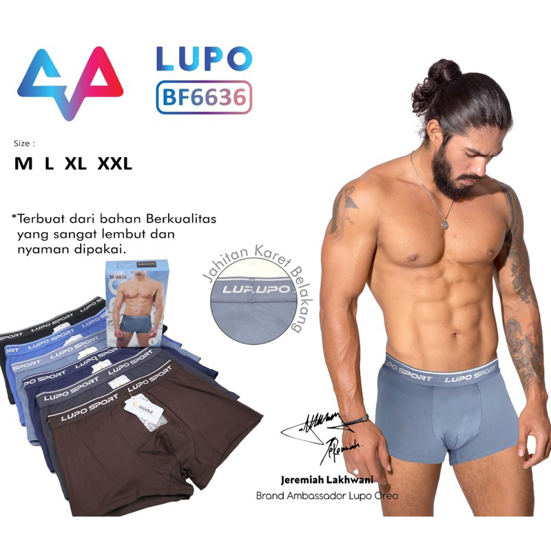 (3pcs) CD boxer celana dalam pria LUPO BF 9010 6636 sport MODAL boxer termurah original