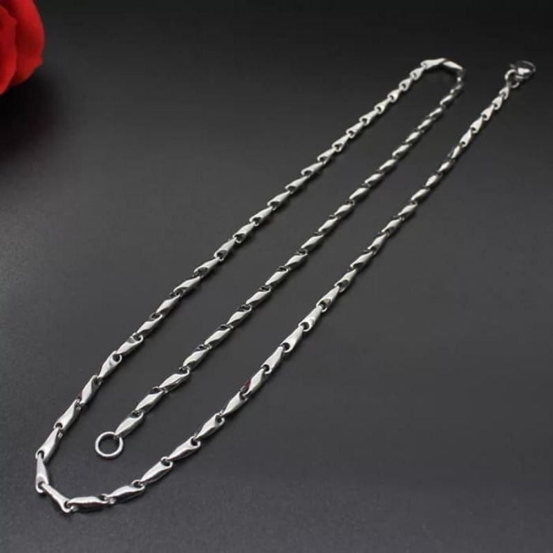 KALUNG TITANIUM BERGAYA CASUAL PRIA WANITA SILVER POLOS