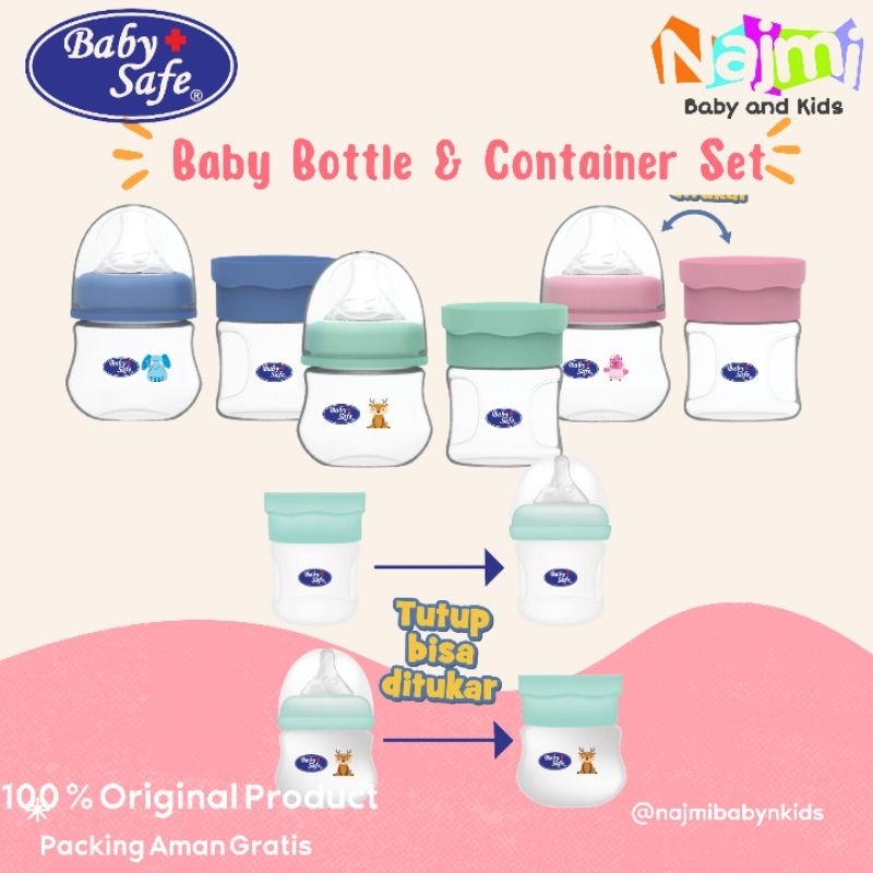 Baby Safe WNC2 Wide Neck Bottle Container 150 ml (isi 2) / Botol Susu Anti Kolik Babysafe