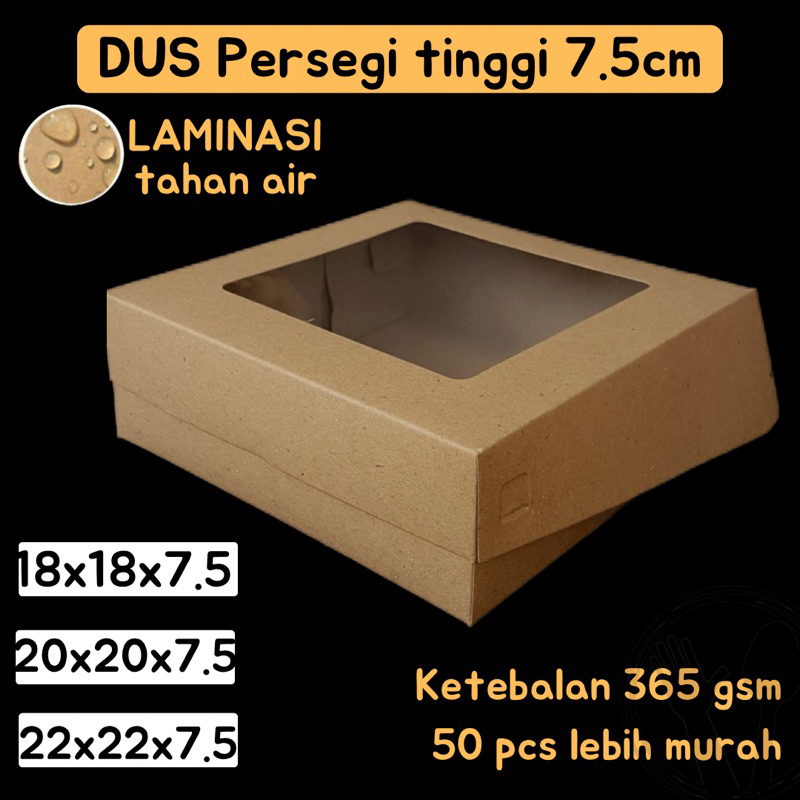 BOX DUS DOS KOTAK KEMASAN KRAFT WINDOW DUS KRAFT COKLAT 18X18X7 20X20X7 22X22X7 LAMINASI DUS MAKAN DUS NASI KOTAK NASI BOX 22X22 DOOS NASI 20X20 DUS CATERING KARDUS NASI COKLAT RICE BOX 18X18 DUS BOLU DUS CHIFFON BOX KRAFT DUS HANTARAN KENDURI DUS HAMPERS