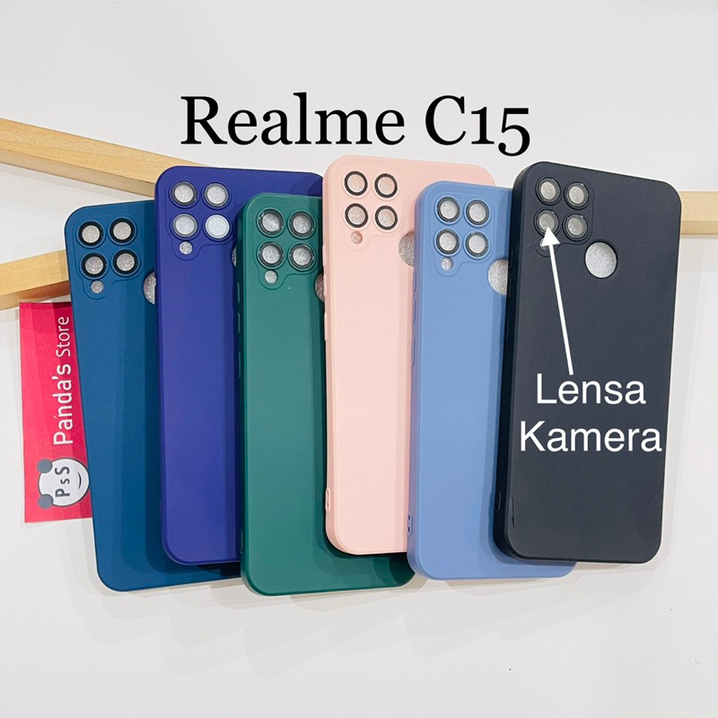 Case Realme C15 Lenspro Makaron Full Color Softcase Pro Lensa