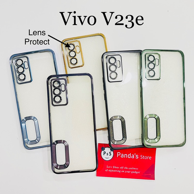 Softcase Vivo V23e Lens Protector Circle Chrome Logo Clear Case