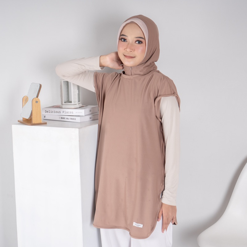 Hijab Sport Menutup Dada Outer Hijab Sport Hoodie Kerudung Olahraga