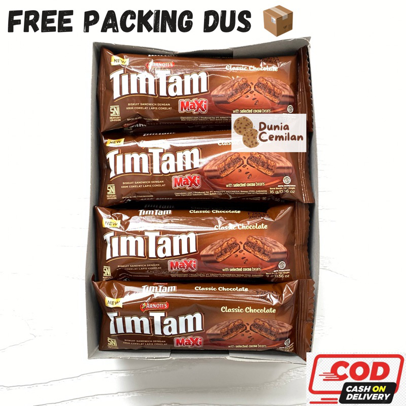 [TERMURAH!!] TimTam MAXI 1 PAK isi 12pcs @16gr - Biskuit Timtam Coklat per bungkus