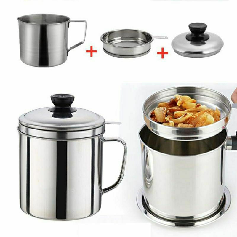 Premium Stainless Gelas Cangkir Saringan Kopi Santan Minyak Goreng Teh Oil Filter Pot