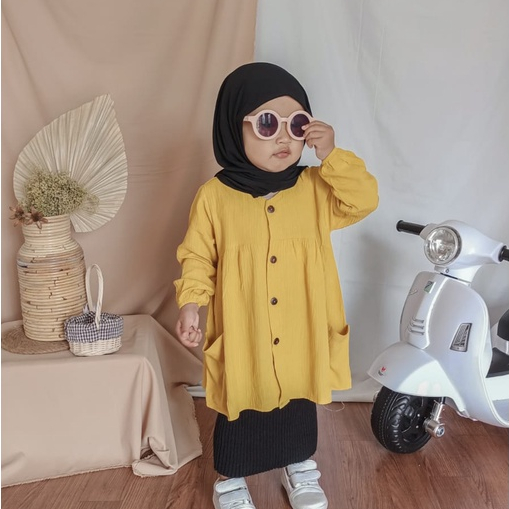 Zahra Dress Anak Perempuan Mayesha Bahan Crinkle | Pakaian Anak Kekinian Umur 1 - 6 Tahun