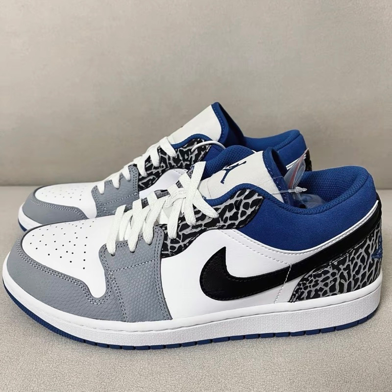Nike Air Jordan 1 Low True Blue Elephant 100% Authentic