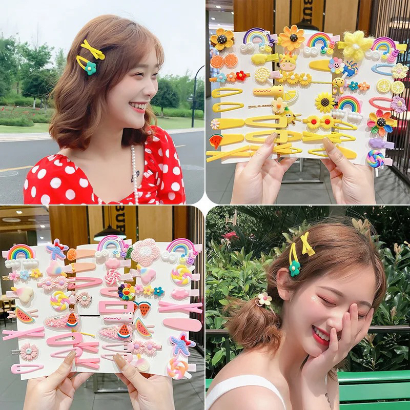 (Part 1 RB) 10pcs / set jepit rambut anak / jepit poni lucu / jepit kecil / ikat rambut anak / Bandana korea / Bandana cuci muka / bando cuci muka / hairband / jepit rambut gaya korea / karet rambut korea import / kunciran rambut import