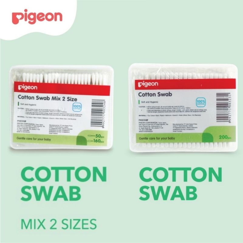 Pigeon Cotton Swab Dan Mix 2 Size Isi 200pcs - Cotton Buds Pakai Tempat