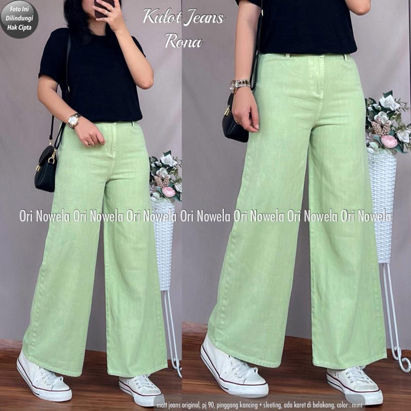 Nowela celana panjang rona jeans | kulot PJ 90 berat sampai 65kg pinggang karet kancing dan zipper