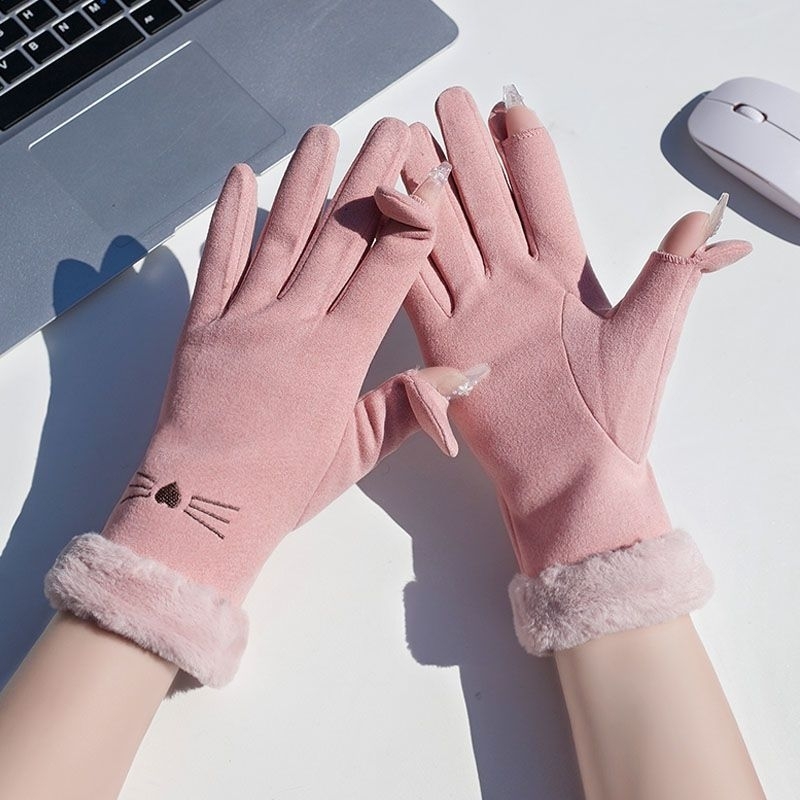 0Winter Gloves Woman Velvet Sarung Tangan Musim Dingin