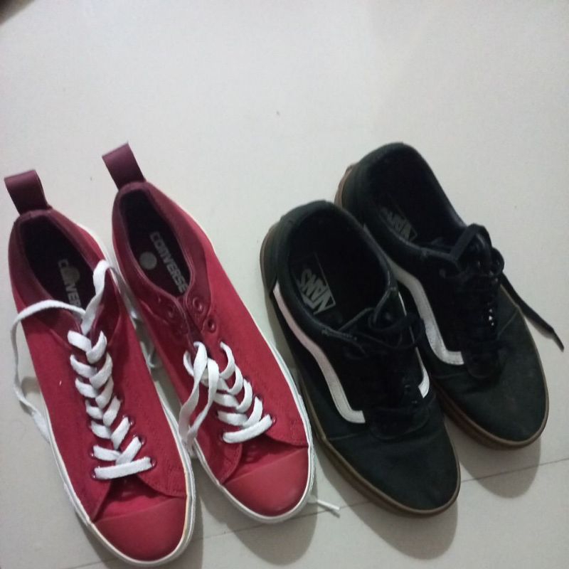 vans os Black gum dan converse merah