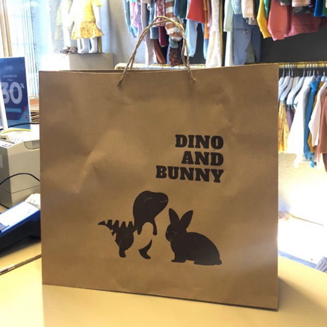 DINOANDBUNNY - PAPER BAG atau TOTE BAG LOGO DINO&amp;BUNNY - Tas Eco Friendly Reusable - Goodie Bag - Shopping Bag