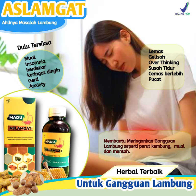 MADU ASLAMGAT - HERBAL ASAM LAMBUNG GERD, ANXIETAS, INSOMNIA (ORIGINAL) ber BPOM