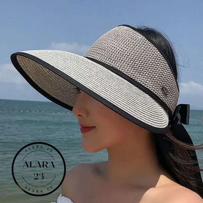 Topi pantai wanita fashion anti uv topi import