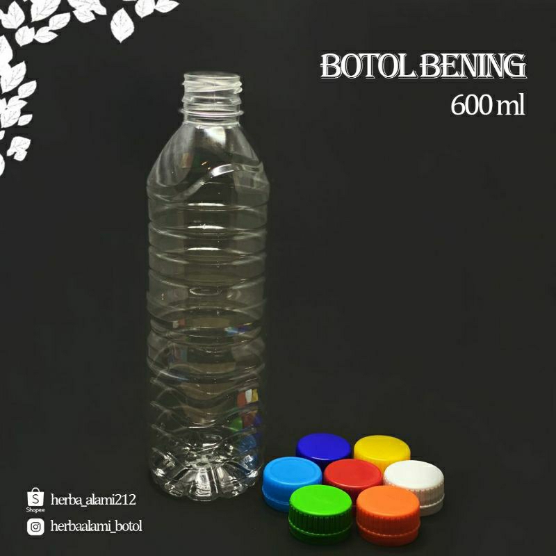 Botol Plastik Bening 600 ml isi 100pcs per ball + tutup / Botol Jamu 600ml + Packing karton