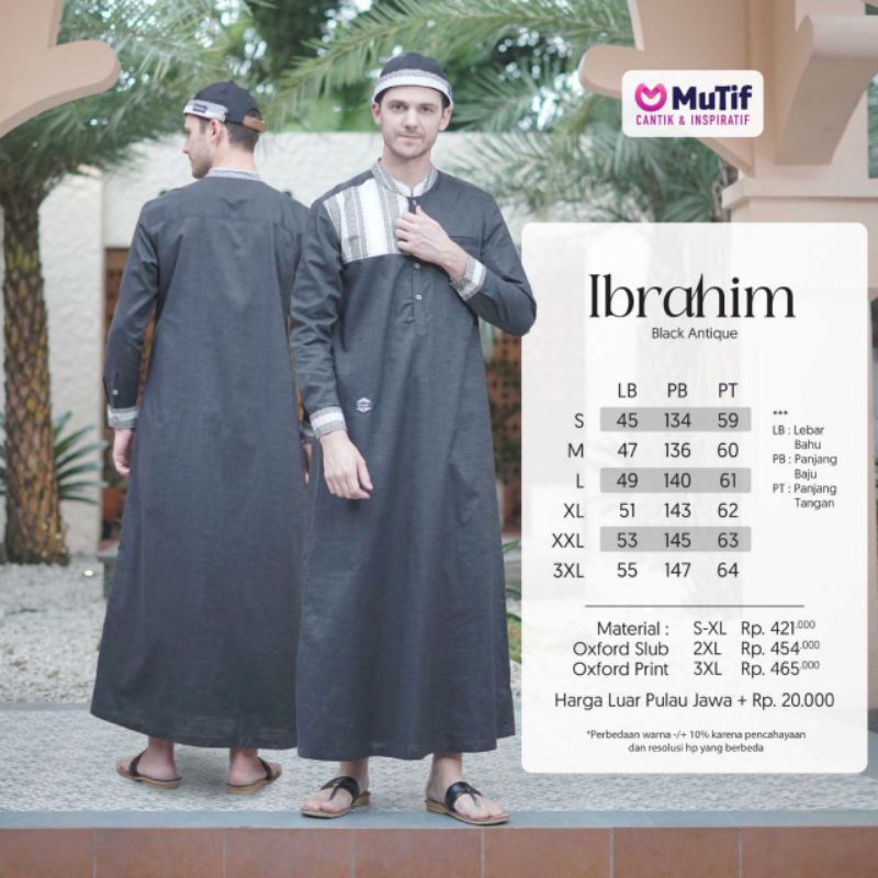 Gamis Pria Dewasa dan Anak Gamis Ikhwan Couple Ibrahim Series Mutif Black Antique Abu Abu