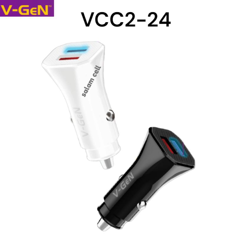 Charger Mobil V-Gen VCC-24 3,4A Car Charger DC 12V &amp; 24V Original Vgen Garansi Resmi