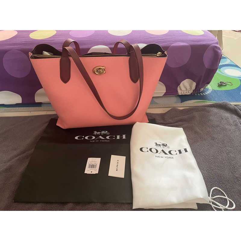 COACH WILLOW TOTE IN COLORBLOCK PINK PRELOVED / SECOND ORIGINAL 100%